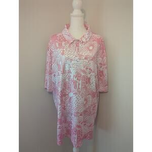 Yatta Golf tropical coastal red pink white polo 4xl shirt NWT